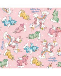 Saco de Presente Unicórnios 35x54cm Cromus Pacote c/ 50 un