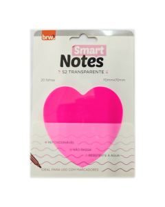 Bloco Adesivo 70mm x 70mm transparente  Smart Notes Coração BRW