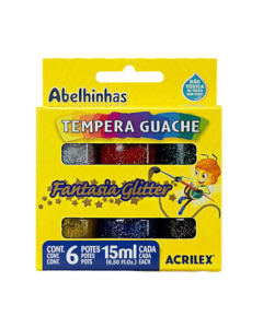 Tinta Guache com Glitter 6 Cores Acrilex