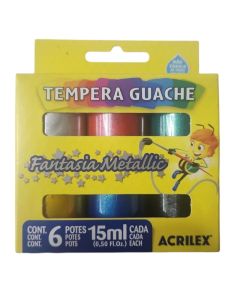 Tinta Guache Metalizado c/ 6 cores  Acrilex