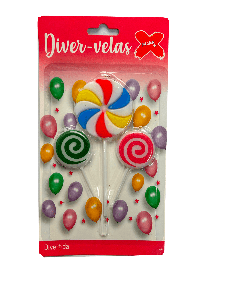 Vela topo de bolo pirulitos c/5 unid. Make+