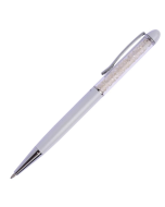 Caneta Esferográfica Metal Cristal Branca Crown - Ref: DI10044B