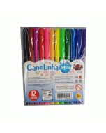 Caneta Hidrográfica 12 cores Lavável Gatte