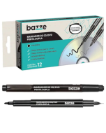 Caneta Marcadora para CD e DVD Preta Dupla Bazze CX c/12 un