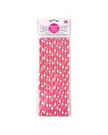 Canudo de Papel 6mm x 200mm Corações Pink 12 un Make+