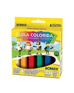 Cola Colorida 6 Cores 23g Acrilex PT c/ 12 un