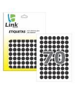 Etiqueta Link Redonda Preta 12mm Cartela c/ 210 un