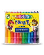 Giz de Cera 12 Cores Retrátil Twist Acrilex
