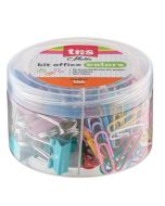 Kit Office Colors 16 Prendedores/ 30 elásticos/ 120 Clips Tris