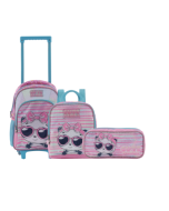 Mochila De Rodinha + Lancheira + Estojo Duplo Isibras